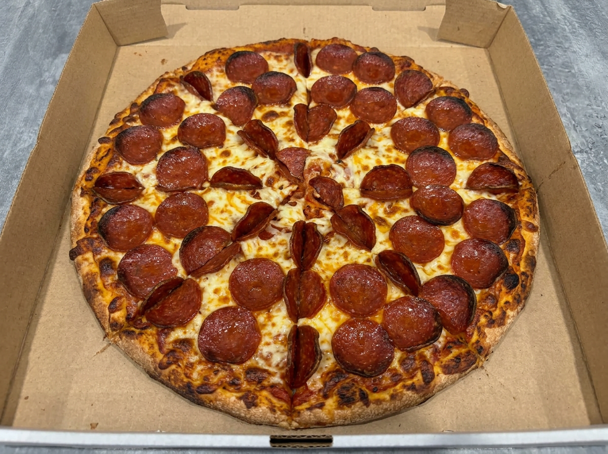 Pepperoni pizza in the box at Stallion's Pizza, East Ryde